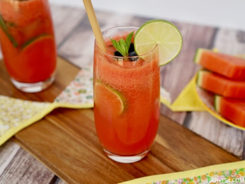 This watermelon spritzer with lime and mint is a delicious and refreshing way to cool off in the summer months.